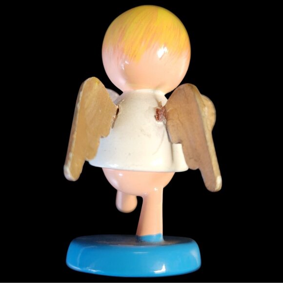 5 Wood Angel Musical Christmas Figurines Goula Spain Erzgebirge 2" Vintage READ - Picture 8 of 9